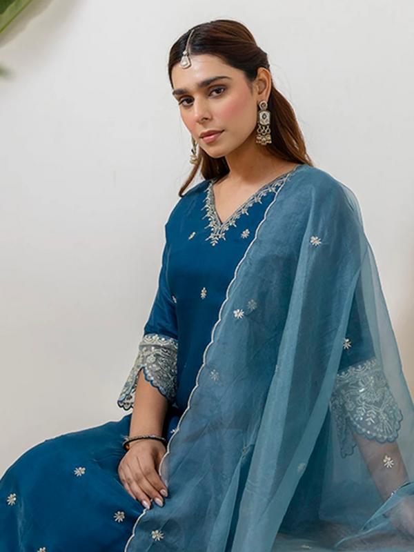 VP 9809 T Embroidred Kurta Sets with Sequins Work Women Suits